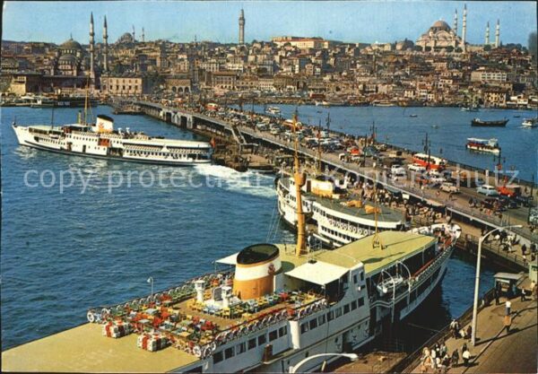 Istanbul Constantinopel Galata Brücke Neue Moschee und Süleyman