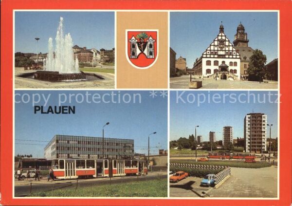 Plauen Vogtland Springbrunnen Rathaus Oberer Bahnhof Pu