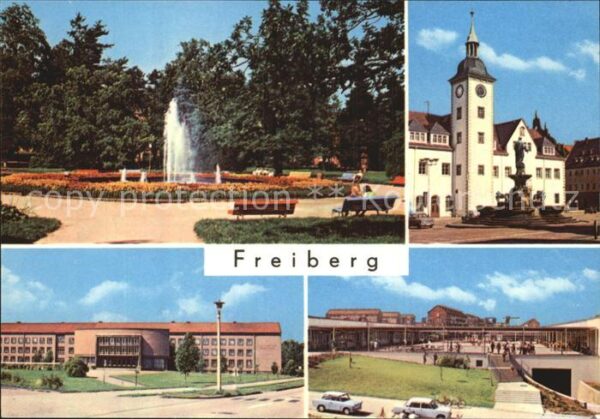 Freiberg Sachsen Scheringerpark Rathaus Heroldbrunnen Be