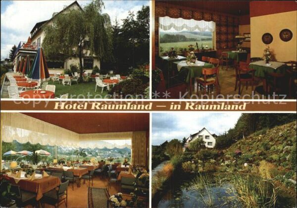Bad Berleburg Hotel Raumland Terrasse Gasträume Teich