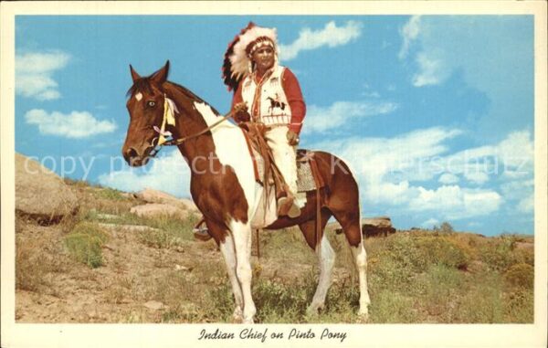 Indianer Native American Indian Chief on Pinto Pony