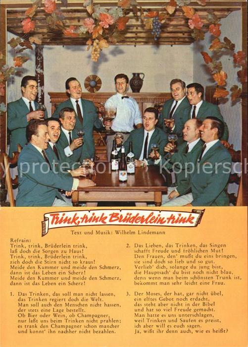 Liederkarte Trink trink Brüderlein trink Wein