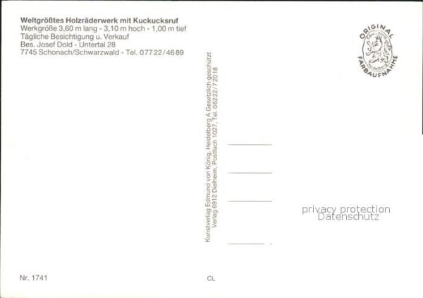 Uhren Kuckucksuhr Schonach Schwarzwald Holzrä – Bild 2