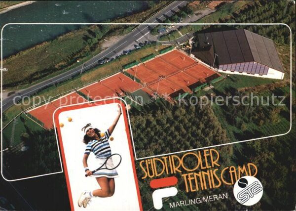 Tennis Tenniscamp Marling Meran Fliegeraufnahm