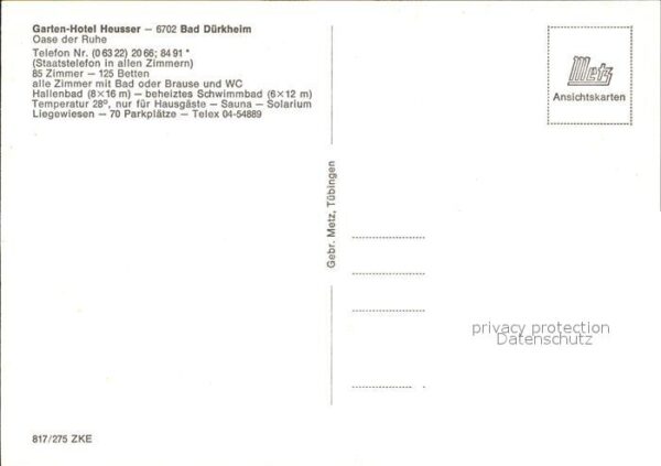 Bad Duerkheim Garten-Hotel-Heusser Schwimmbad – Bild 2