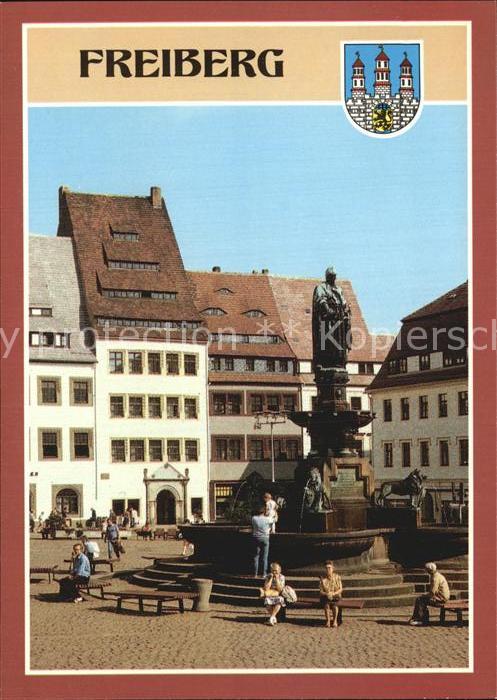 Freiberg Sachsen Obermarkt mit Brunnendenkmal Otto der R