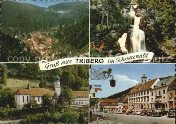 Triberg Schwarzwald Ortspartie Kirche Wasserfall