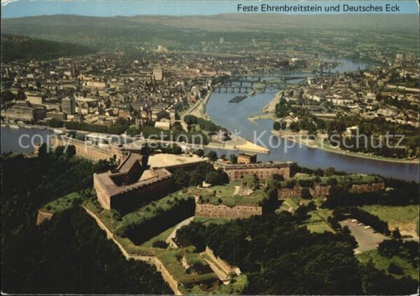 Koblenz Rhein Fliegeraufnahme mit Deutsches Eck und F