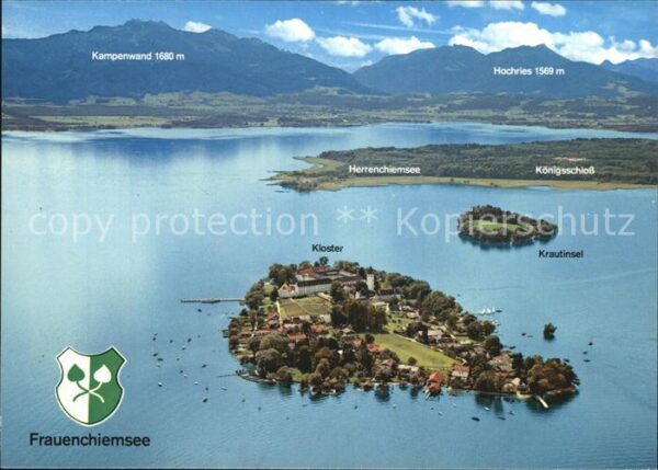Frauenchiemsee Fliegeraufnahme mit Kloster Frauenwörth