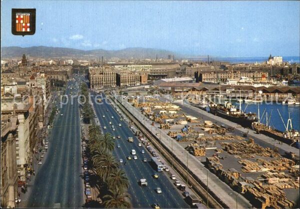 Barcelona Cataluna Fliegeraufnahme Columbuspromenade und H