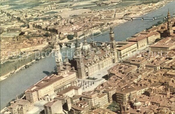 Zaragoza Saragossa Espana Fliegeraufnahme el Pilar e Rio Ebro