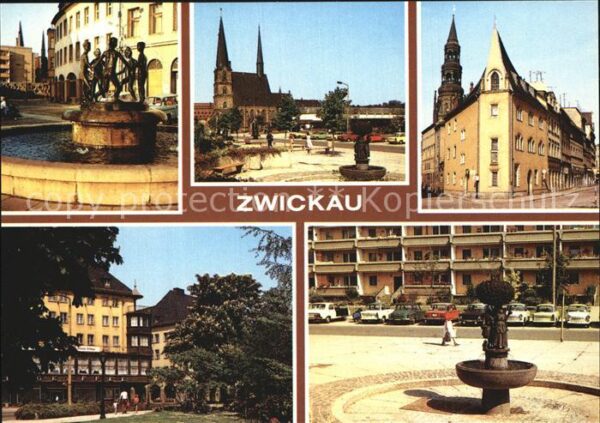 Zwickau Sachsen Schiffchen Brunnen am Hauptmarkt RingCa