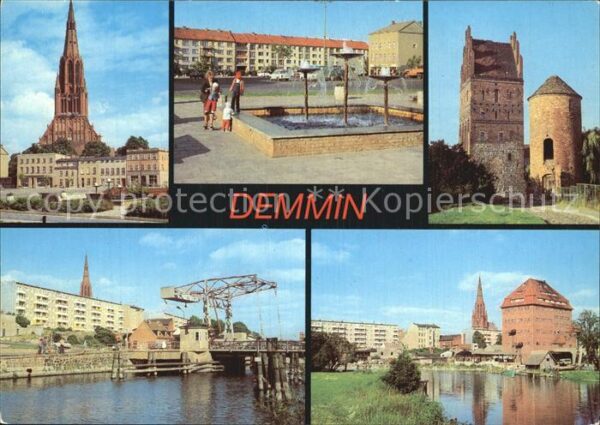 Demmin Mecklenburg Vorpommern Markt Bartholomäuskirche Springbrunnen
