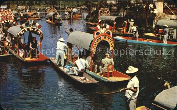 Mexico City Xochimilco Lake Typical Flower decked b