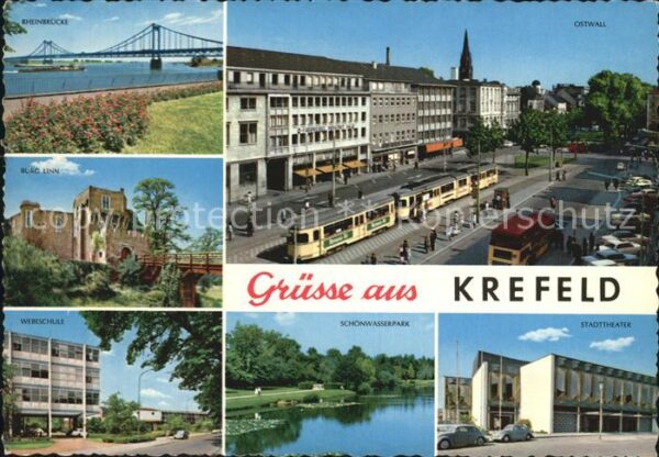 Krefeld Rheinbrücke Ostwall Burg Linn Webeschul
