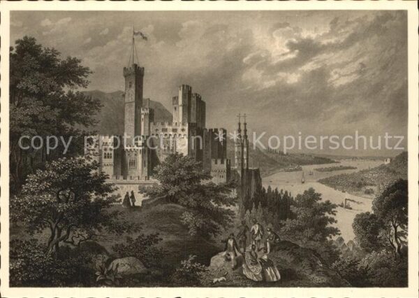 Koblenz Rhein Burg Stolzenfels Zeichnung