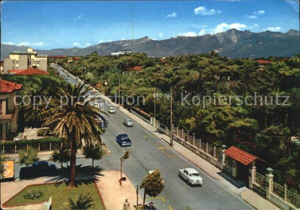 Lido di Camaiore Viale Colombo Pineta sfondo Monti Apuan