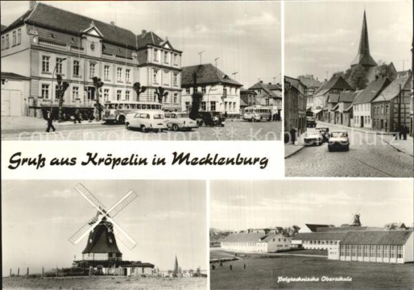 Kroepelin Rathaus Strassenpartie Mühle Polytechn