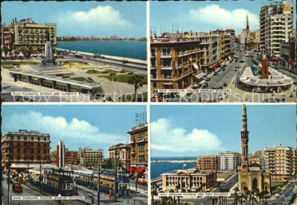 Alexandria Alexandrie Aegypten Saad Zaghloul Statue and Corniche Saad