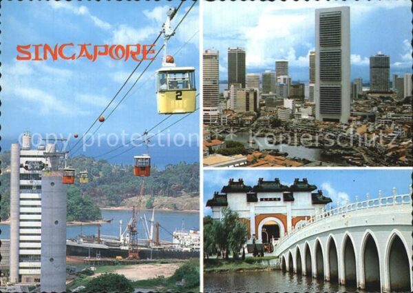 Singapore Hochhäuser Drahtseilbahn Brücke