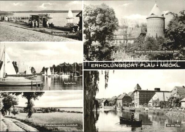 Plau Mecklenburg Anlegestelle Seelust Burgturm Seglerhei