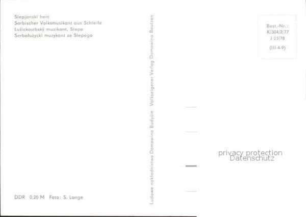 Trachten Sorbischer Volksmusikant aus Schleife G – Bild 2