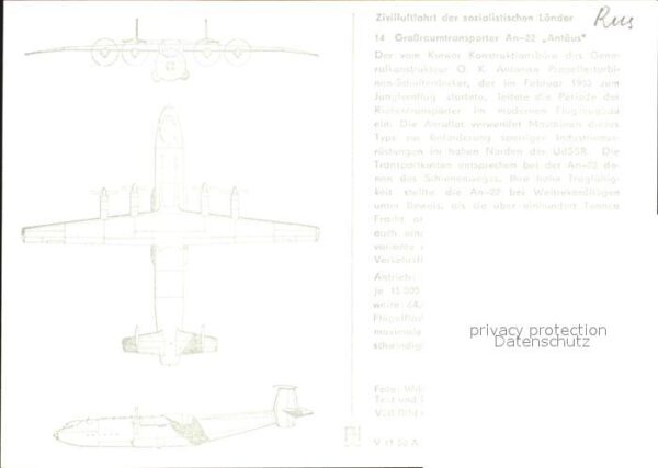 Flugzeuge Zivil Grossraumtransporter An-22 Antäus Russl – Bild 2