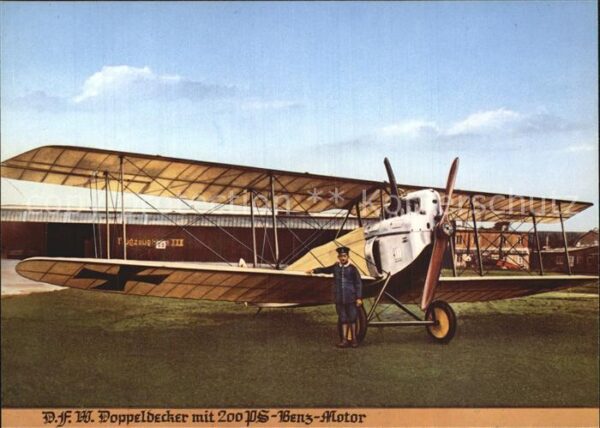 Flugzeuge Zivil D.F.W. Doppeldecker 200PS Benz-Motor