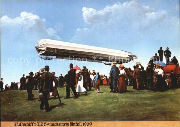 Zeppelin Luftschiff LZ 5 nach einem Unfall 1909