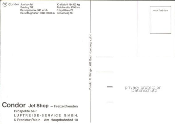 Flugzeuge Zivil Condor Jumbo-Jet Boeing 747 – Bild 2