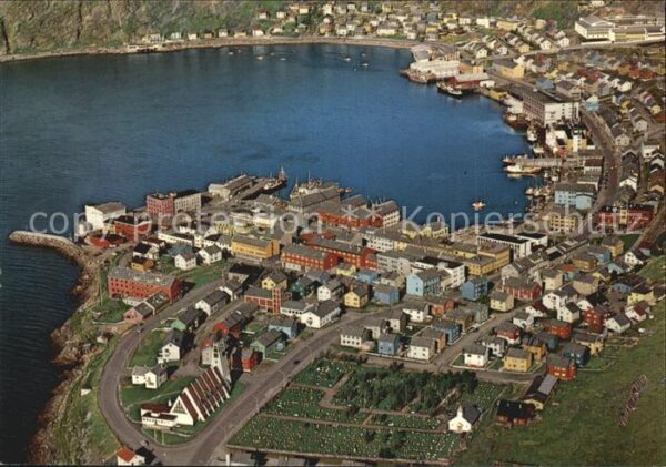 Hammerfest Stadt und Kirche Fliegeraufnahme