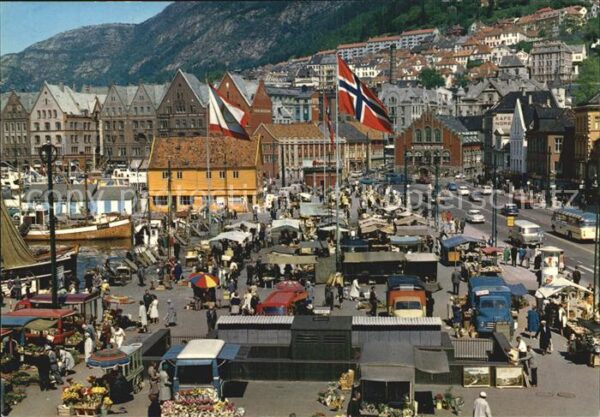 Bergen Norwegen Flower and the Fish market