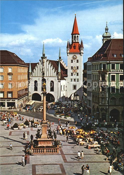 Muenchen Marienplatz Mariensäule Altes Rathaus