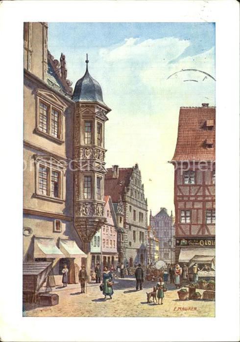 Coburg Erker Zeughaus Künstlerkarte Maurer