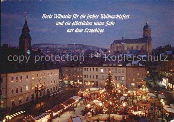 Annaberg-Buchholz Erzgebirge Weihnachtsmarkt Glückwunschkarte Nachta
