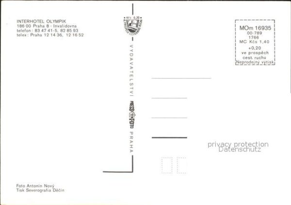 Praha Prahy Prague Interhotel Olympik – Bild 2