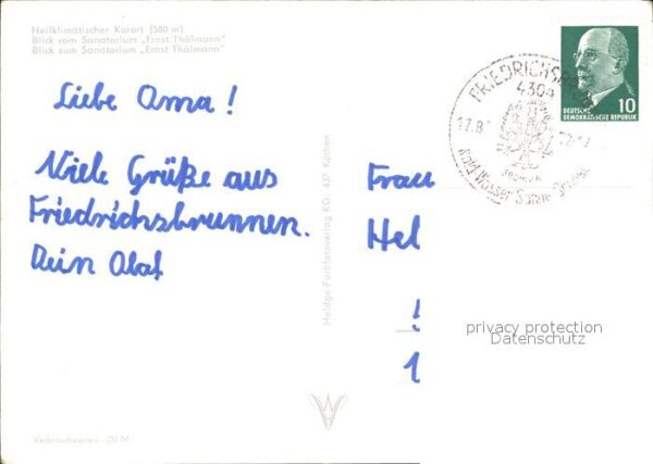 Friedrichsbrunn Harz Sanatorium Ernst Thälmann – Bild 2