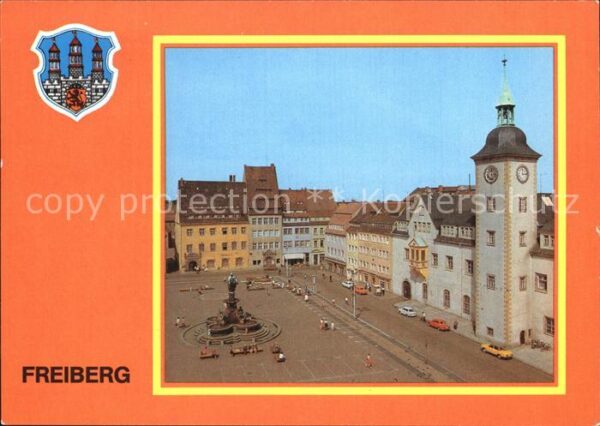 Freiberg Sachsen Obermarkt Rathaus Brunnendenkmal Luftbi