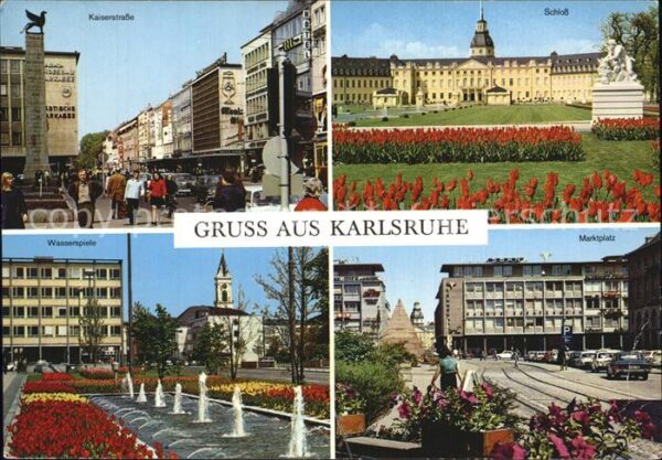 Karlsruhe Baden Kaiserstraße Schloss Wasserspiele Markt