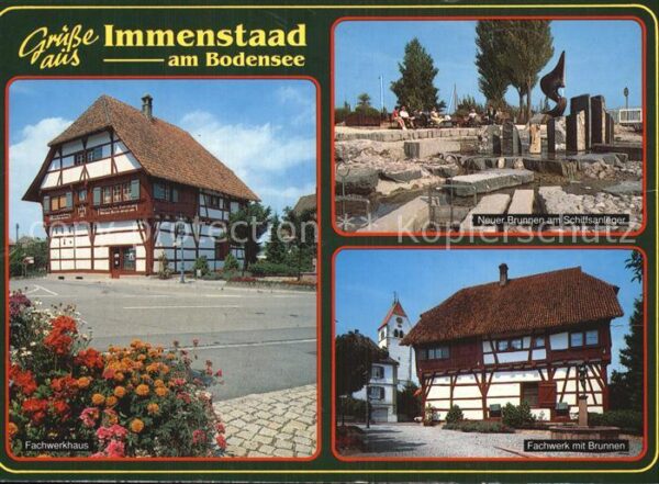 Immenstaad Bodensee Fachwerkhäuser Brunnen Schiffsanleger