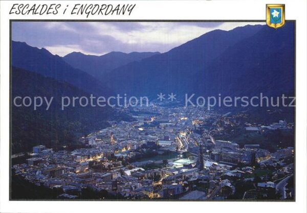 Escaldes Engordany Luftaufnahme Nacht