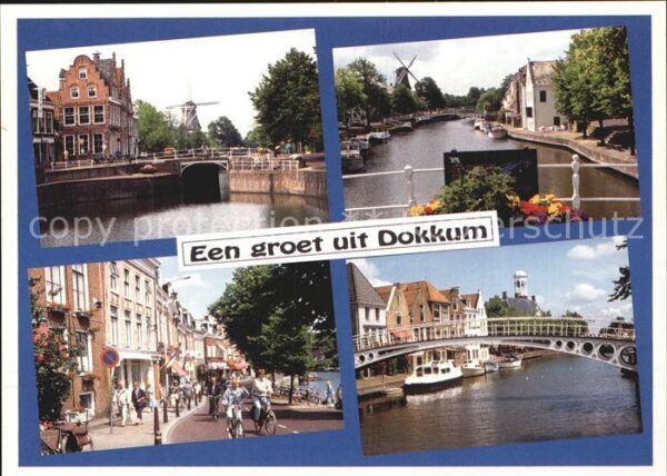 Dokkum Hafen Mühle Brücke Stadtansicht