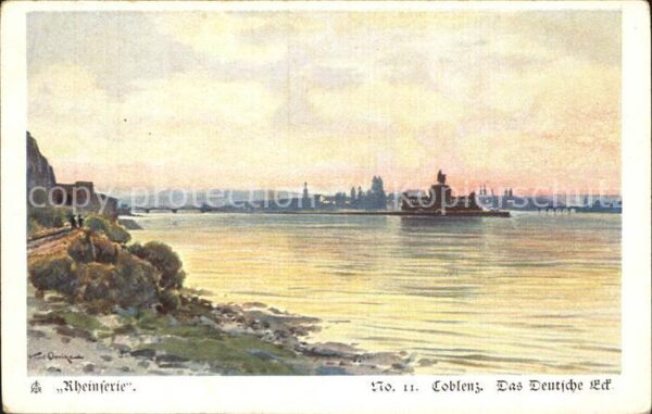 Koblenz Rhein Das Deutsche Eck Künstlerkarte Rheinser