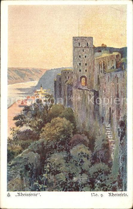 Koblenz Rhein Rheinfels Künstlerkarte Rheinserie