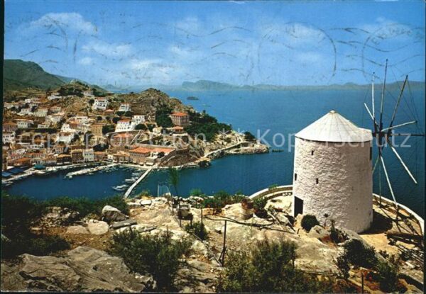 Hydra Greece Panorama Windmühle