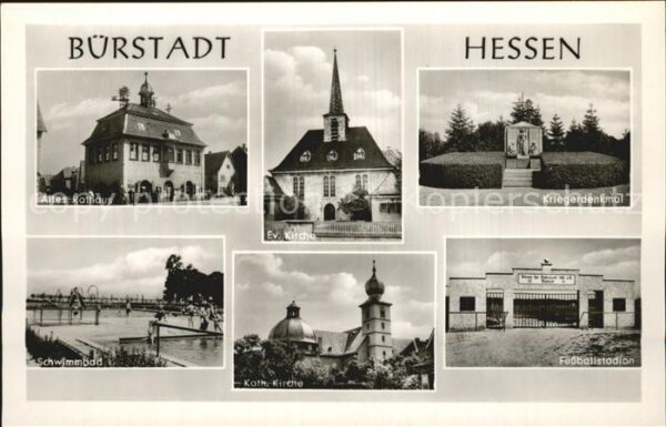 Buerstadt Fussballstadion Kriegerdenkmal Rathaus