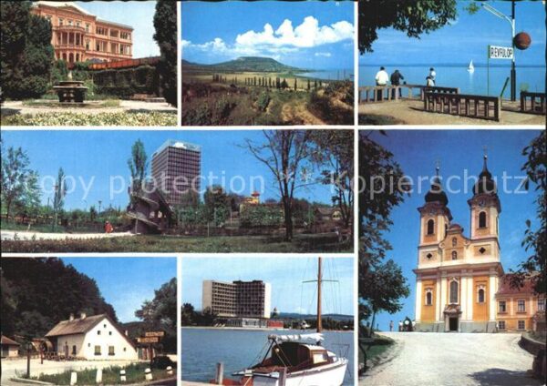 Balaton Plattensee Kirche Hafen Hochhaus Anlegestelle
