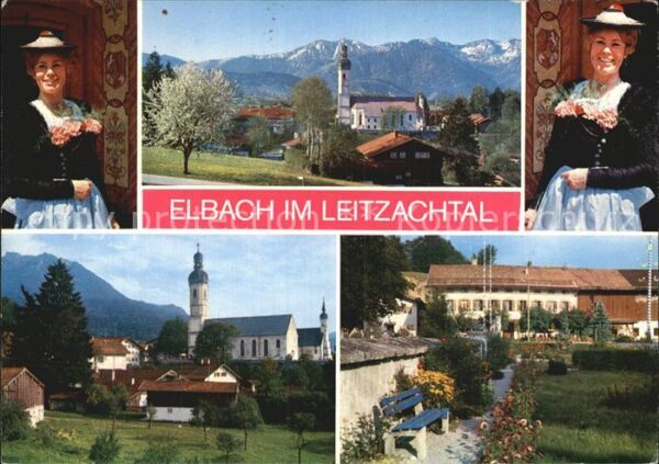 Elbach Miesbach Trachtenträgerinnen Kirchen Platz