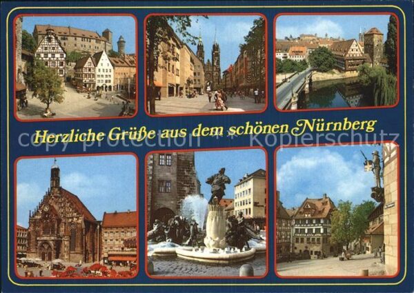 Nuernberg Stadtansichten Brunnen Rathaus Dom