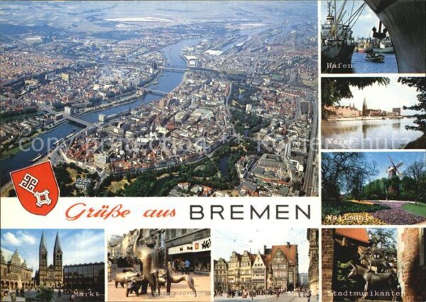 Bremen Fliegeraufnahme Hafen Weser Stadtmusika